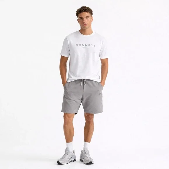 Sonneti London Mens Small Gray Fleece Shorts 9" Inseam -Logo Drawstring, Pockets - Picture 3 of 16